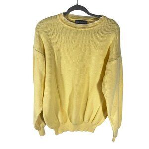 Vintage Burberry's Butter Yellow Cotton Knit Sweater L preppy old money resort